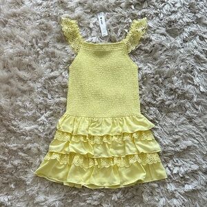 Aqua Yellow Lace Ruffle Kids Dress size 9/10